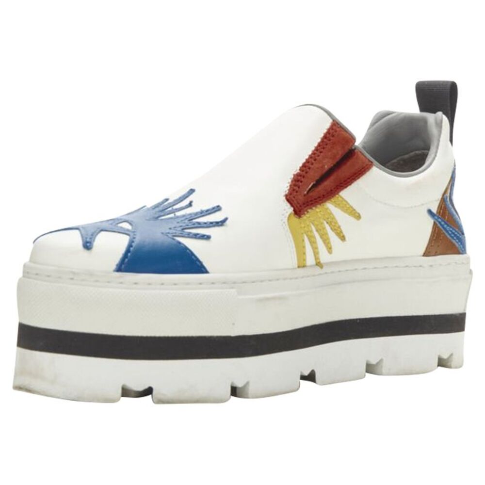 Msgm Leather Starburst Patchwork Point Toe Platfo… - image 5